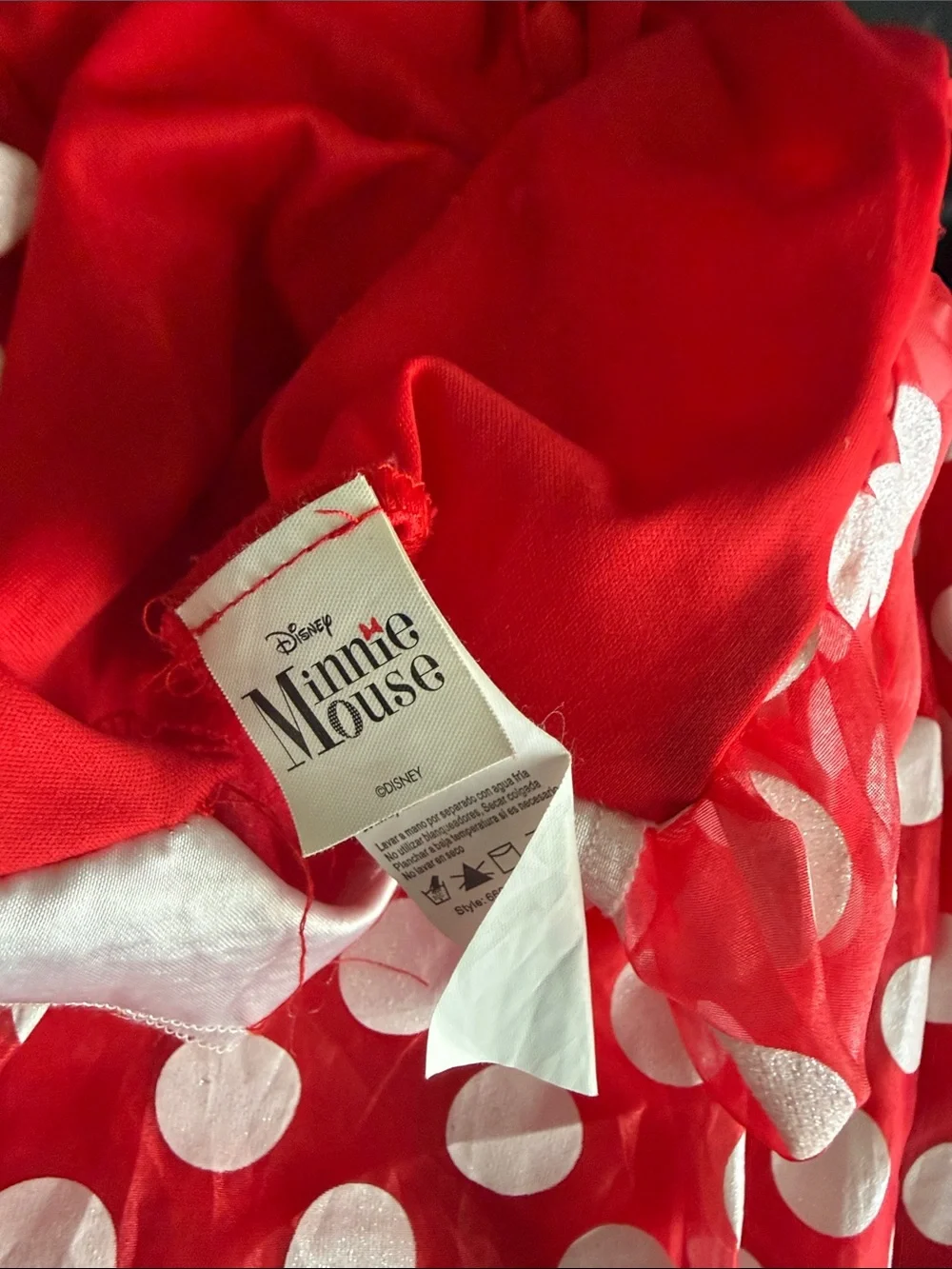 Disney Red and White Polka Dot Girls Costume Dress with Black Bow